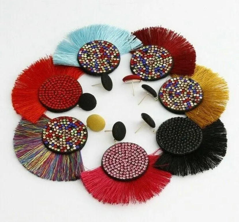 Fan Styled Statement Dangle Earrings for Women Pendant Tassel  Earrings  Jewelry