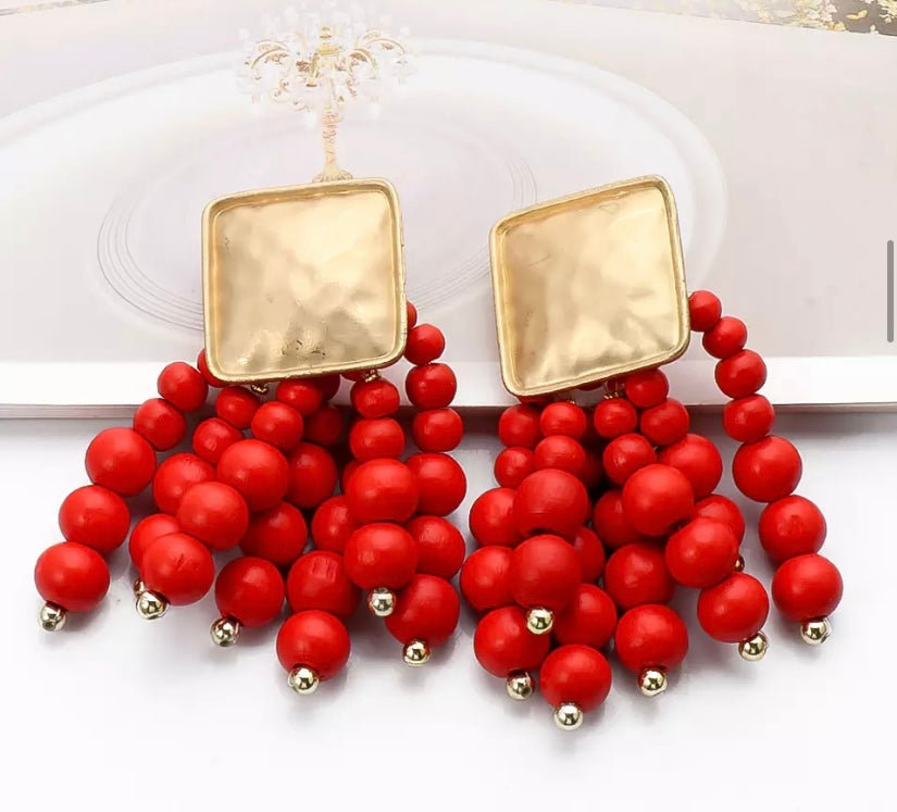 Glam Cute Statement Beaded Drop Earrings Fashion Trendy Jewelry Accessories for Women Accessories