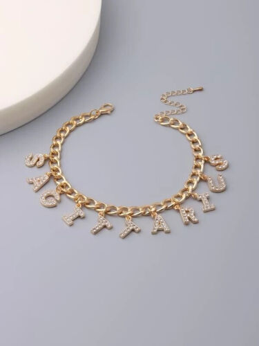 Trendy New Zodiac Sign Women’s Gold Fashion Statement Monogram Letter Bracelet Accessory