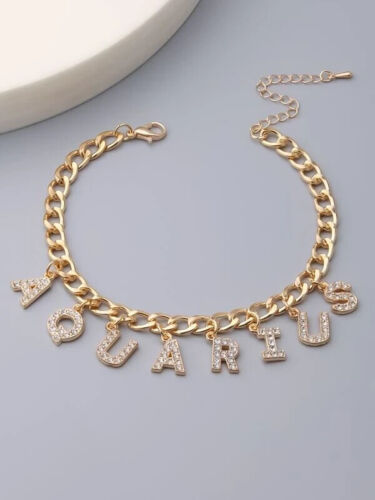 Trendy New Zodiac Sign Women’s Gold Fashion Statement Monogram Letter Bracelet Accessory