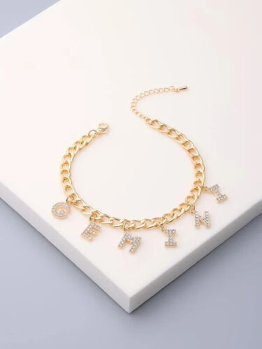 Trendy New Zodiac Sign Women’s Gold Fashion Statement Monogram Letter Bracelet Accessory