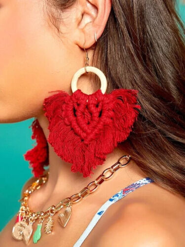 Trendy Chic Tassel Braided Feathered Statement Fashion Earrings Women’s Accessories