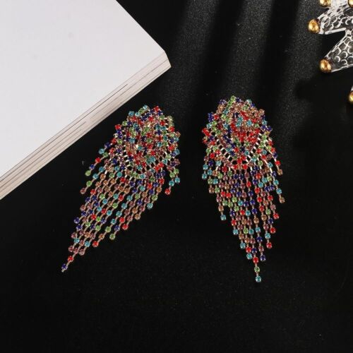 Fashion Statement Colorful Flower Style Luxury Women's Earrings Rhinestone Flower Jewelry