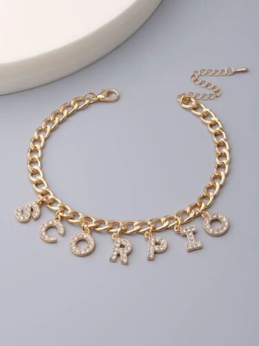 Trendy New Zodiac Sign Women’s Gold Fashion Statement Monogram Letter Bracelet Accessory