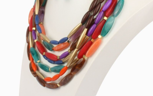 Occasional Earth Tone Fashion Beaded Bohemian Statement Necklace Women’s Ladies Jewelry