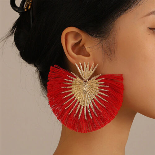 New Trendy Fan Tassel Bamboo Statement Fashion Earrings Ladies Women’s Jewelry