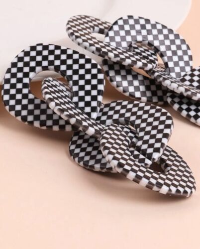 Classy Checkered Fashion Women Statement Print Geometric Drop Earrings Ladies Jewelry