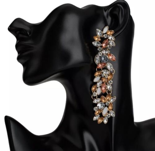 Flower Bling Rhinestone Statement Rose Gold Earrings Ladies Women’s Jewelry