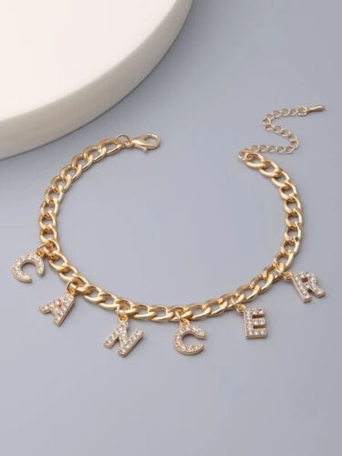 Trendy New Zodiac Sign Women’s Gold Fashion Statement Monogram Letter Bracelet Accessory