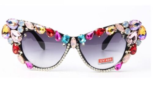 Fashion Statement Cat Eye Sunglasses Women's Rhinestone Crystal Luxury Shades