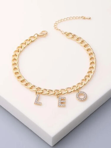 Trendy New Zodiac Sign Women’s Gold Fashion Statement Monogram Letter Bracelet Accessory