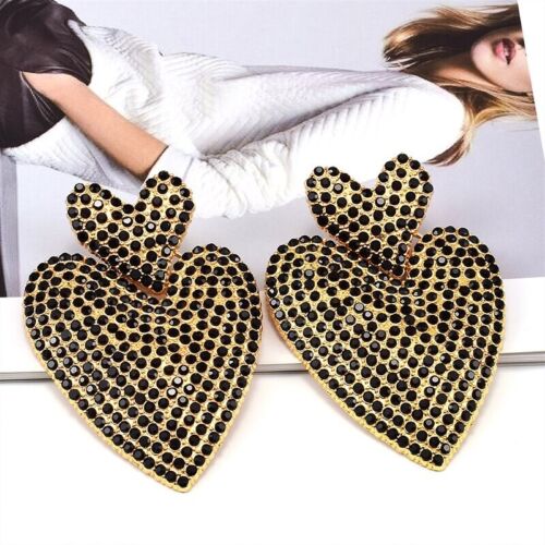 Stunning Fashion Love Heart Shape Rhinestone Drop Earrings for Women Accessories