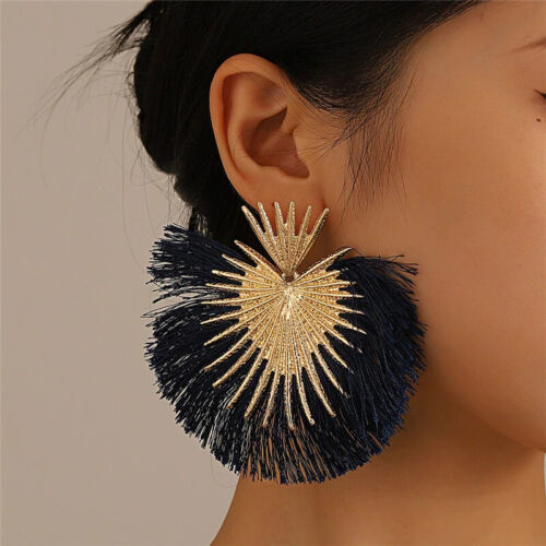 New Trendy Fan Tassel Bamboo Statement Fashion Earrings Ladies Women’s Jewelry