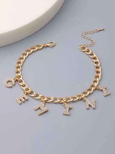 Trendy New Zodiac Sign Women’s Gold Fashion Statement Monogram Letter Bracelet Accessory