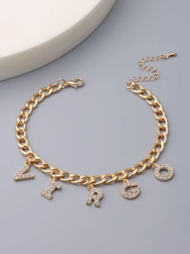 Trendy New Zodiac Sign Women’s Gold Fashion Statement Monogram Letter Bracelet Accessory