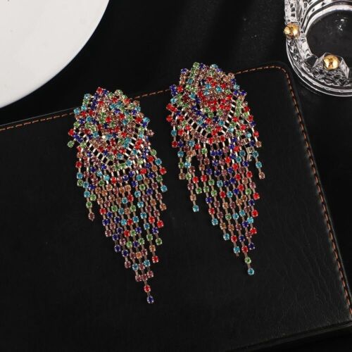 Fashion Statement Colorful Flower Style Luxury Women's Earrings Rhinestone Flower Jewelry