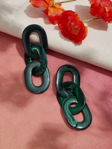 Emerald Green Fashion Women Statement Geometric Drop Earrings Ladies Jewelry