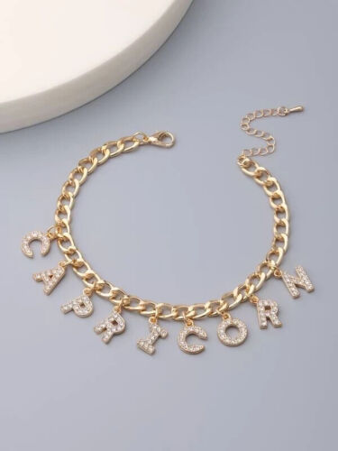 Trendy New Zodiac Sign Women’s Gold Fashion Statement Monogram Letter Bracelet Accessory