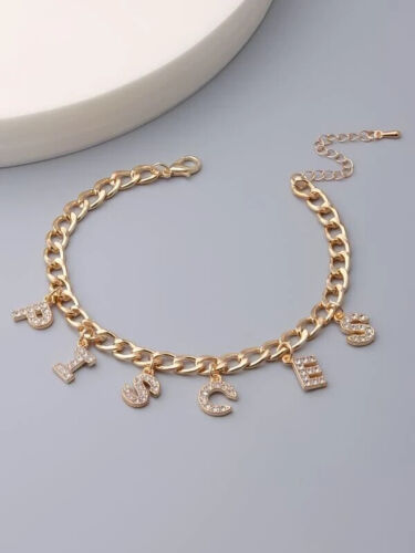 Trendy New Zodiac Sign Women’s Gold Fashion Statement Monogram Letter Bracelet Accessory